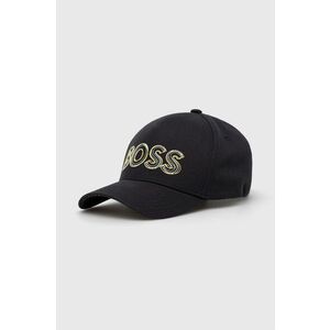 Bavlnená čiapka BOSS Boss Athleisure tmavomodrá farba, s potlačou vyobraziť