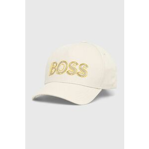 Bavlnená čiapka BOSS Boss Athleisure béžová farba, s potlačou vyobraziť