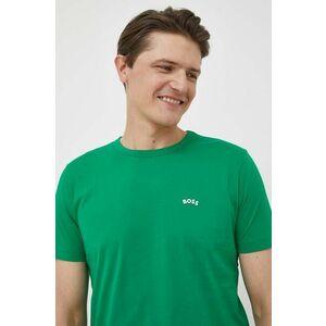 Bavlnené tričko BOSS BOSS ATHLEISURE zelená farba, jednofarebné vyobraziť
