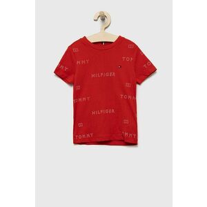 Detské bavlnené tričko Tommy Hilfiger červená farba, vzorovaný vyobraziť