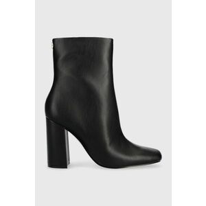 Členkové topánky Guess Beaker dámske, čierna farba, na podpätku, vyobraziť
