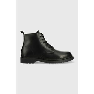 Kožené topánky Jack & Jones Hastings pánske, čierna farba vyobraziť