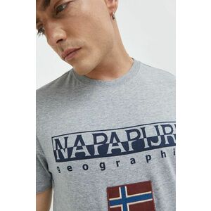 Tričko Napapijri pánske, šedá farba, jednofarebné vyobraziť