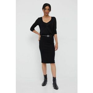 Vlnená sukňa Calvin Klein čierna farba, midi, puzdrová vyobraziť