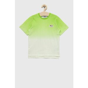 Detské bavlnené tričko Fila zelená farba, vzorovaný vyobraziť