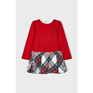 Dievčenské bavlnené šaty Mayoral červená farba, mini, áčkový strih vyobraziť