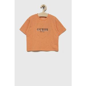 Detské tričko Guess oranžová farba, vyobraziť