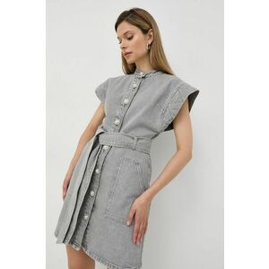 Rifľové šaty Custommade šedá farba, mini, rovný strih vyobraziť