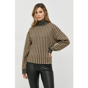 Vlnený sveter Victoria Beckham dámsky, béžová farba, teplý, s polorolákom vyobraziť