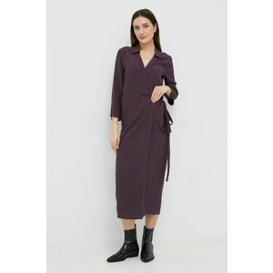 Šaty Sisley fialová farba, maxi, rovný strih vyobraziť