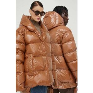 Páperová bunda MMC STUDIO Jesso Gloss dámska, hnedá farba, zimná, oversize vyobraziť