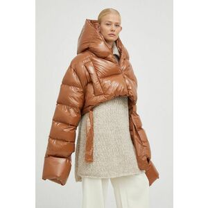 Páperová bunda MMC STUDIO Maffo Gloss dámska, hnedá farba, zimná, oversize vyobraziť