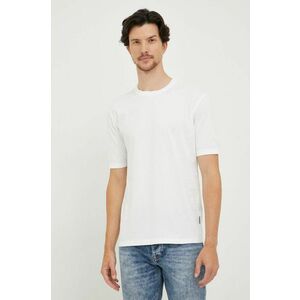 Bavlnené tričko Sisley biela farba, jednofarebný vyobraziť