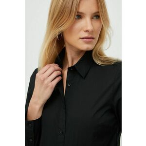 Košeľa Sisley dámska, čierna farba, regular, s klasickým golierom vyobraziť