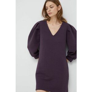 Šaty Sisley fialová farba, mini, rovný strih vyobraziť