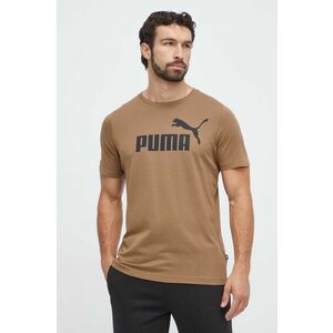 Bavlnené tričko Puma hnedá farba, s potlačou vyobraziť