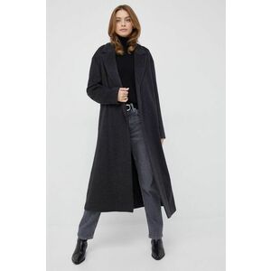 Vlnený kabát Calvin Klein čierna farba, prechodný, vyobraziť