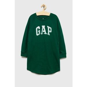 Dievčenské šaty GAP zelená farba, mini, rovný strih vyobraziť