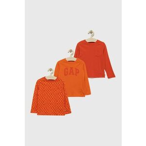 Detská bavlnená košeľa s dlhým rukávom GAP oranžová farba, s potlačou vyobraziť