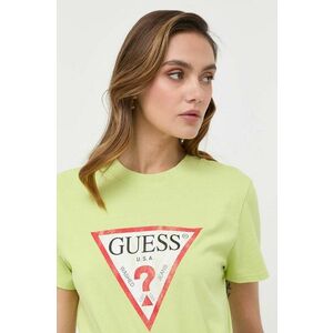 Bavlnené tričko Guess zelená farba vyobraziť