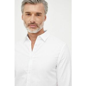 Bavlnená košeľa Armani Exchange pánska, biela farba, slim, s klasickým golierom vyobraziť