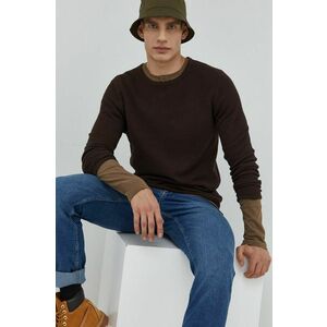 Bavlnený sveter Only & Sons pánsky, hnedá farba, tenký, vyobraziť