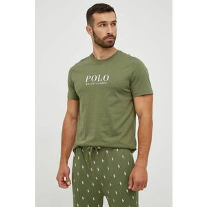 Bavlnené pyžamové tričko Polo Ralph Lauren zelená farba, s potlačou vyobraziť