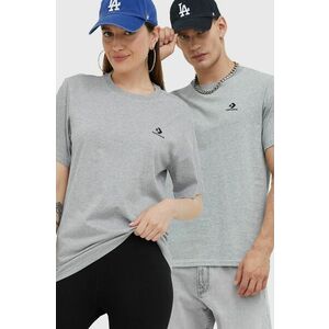 Bavlnené tričko Converse šedá farba, jednofarebný vyobraziť
