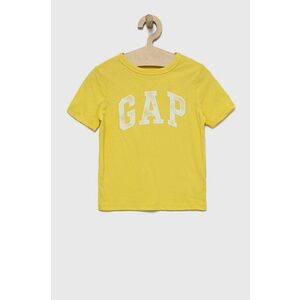 Detské bavlnené tričko GAP žltá farba, s potlačou vyobraziť