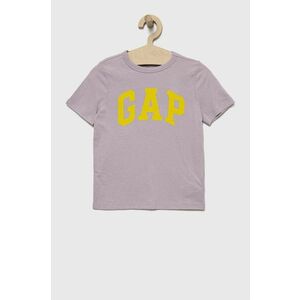 Detské bavlnené tričko GAP fialová farba, s potlačou vyobraziť