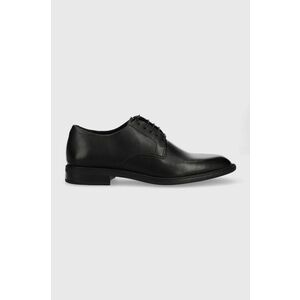 Kožené poltopánky Vagabond Shoemakers Frances 2.0 dámske, čierna farba, na plochom podpätku vyobraziť
