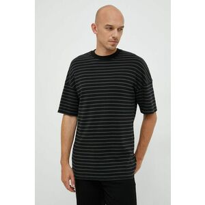 Bavlnené tričko Sisley čierna farba, vzorované vyobraziť