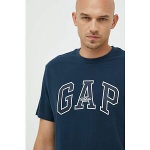 Bavlnené tričko GAP tmavomodrá farba, jednofarebné vyobraziť