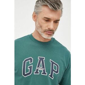 Bavlnené tričko GAP zelená farba, s potlačou vyobraziť