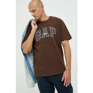 Bavlnené tričko GAP hnedá farba, jednofarebné vyobraziť