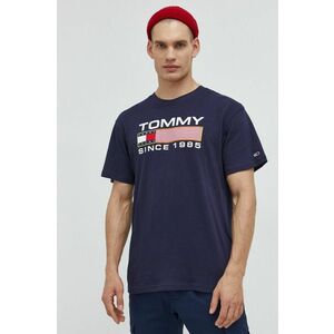 Bavlnené tričko Tommy Jeans tmavomodrá farba, s potlačou vyobraziť