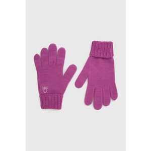 Detské rukavice s prímesou vlny United Colors of Benetton fialová farba vyobraziť