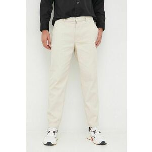 Bavlnené nohavice Emporio Armani pánske, béžová farba, rovné vyobraziť