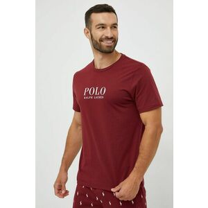 Bavlnené pyžamové tričko Polo Ralph Lauren bordová farba, s potlačou vyobraziť