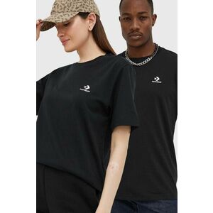 Bavlnené tričko Converse čierna farba, jednofarebný vyobraziť