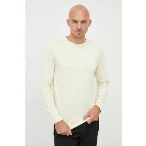 Bavlnené tričko s dlhým rukávom Selected Homme béžová farba, jednofarebné vyobraziť