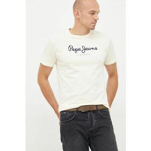 Bavlnené tričko Pepe Jeans béžová farba, s potlačou vyobraziť