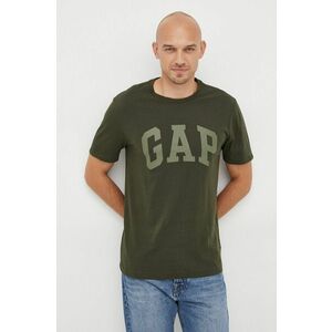 Bavlnené tričko GAP zelená farba, s potlačou vyobraziť
