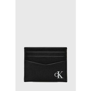 Kožené puzdro na karty Calvin Klein Jeans dámsky, čierna farba vyobraziť