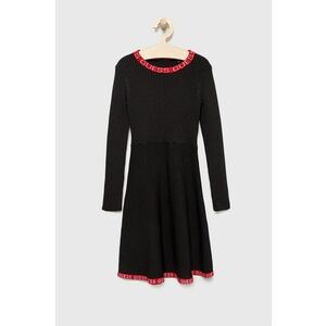 Dievčenské šaty Guess čierna farba, midi, áčkový strih vyobraziť