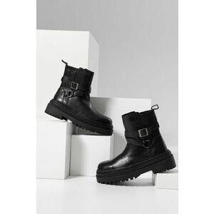 Kožené členkové topánky Answear Lab dámske, čierna farba, na platforme, vyobraziť
