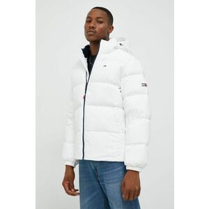 Páperová bunda Tommy Jeans pánska, biela farba, zimná, vyobraziť