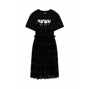 Dievčenské šaty Dkny čierna farba, mini, áčkový strih vyobraziť