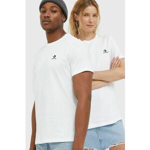 Bavlnené tričko Converse 10023876.A01-WHITE, biela farba, jednofarebný vyobraziť