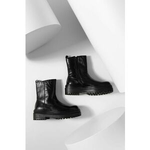 Kožené členkové topánky Answear Lab dámske, čierna farba, na plochom podpätku, vyobraziť